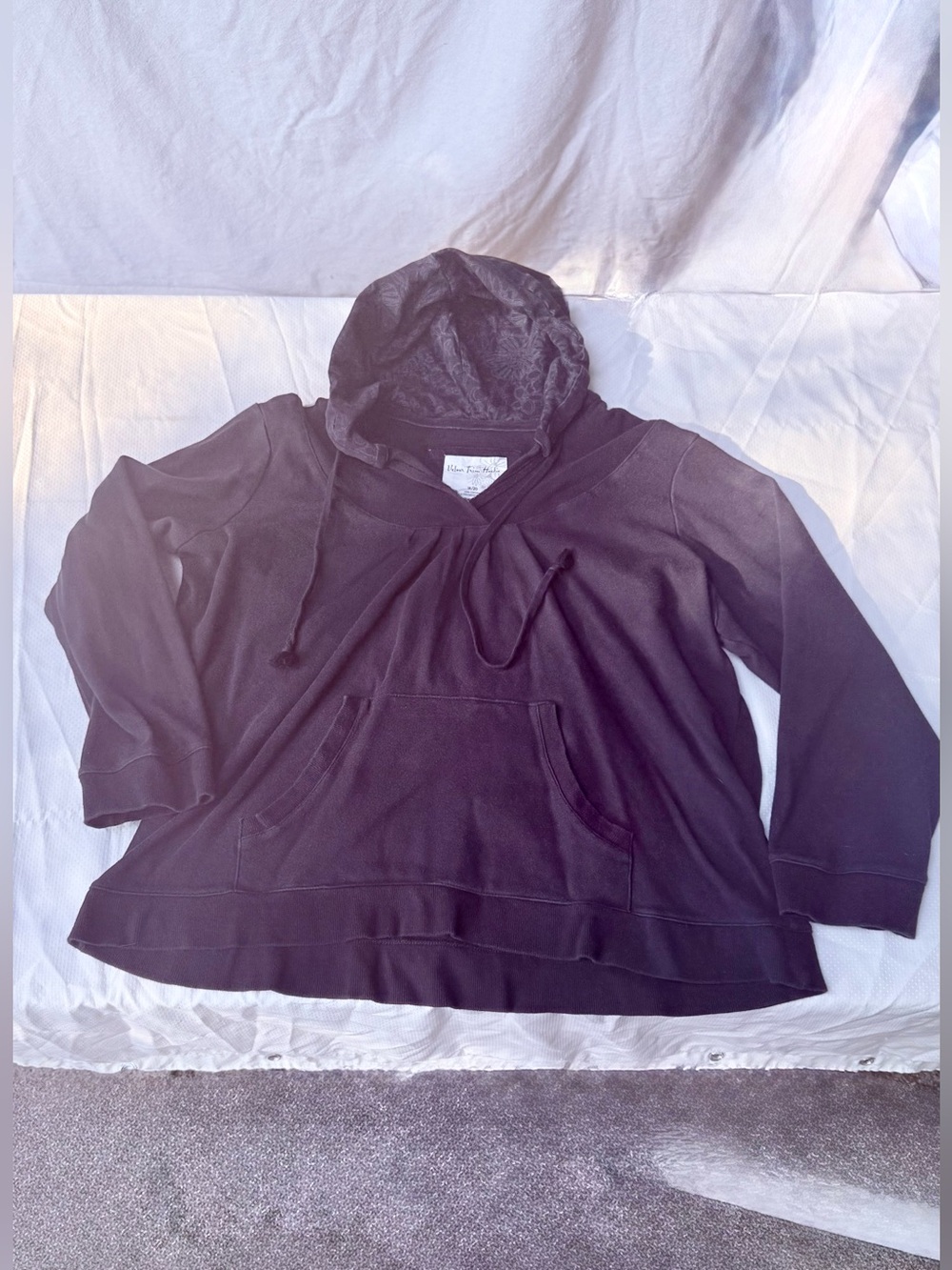 Avenue Plus Size 18/20 Velour Trim 100% Cotton Black Hoodie